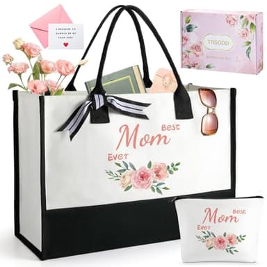 Birthday Gifts for Women Mothers Day Gifts for Mom Wife Grandma Daughter Sister Friends Female Tote Bag and Makeup Bag Set - Image 1