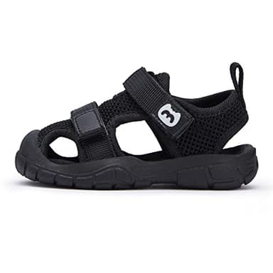 BMCiTYBM Baby Boy Girl Closed Toe Summer Sandals Lightweight Shoes Infant Non-Slip First Walking Sneakers 6 9 12 18 24 Months Black Size 12-18 Months Infant - Image 4