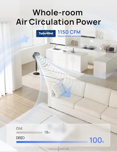 Dreo Fan for Bedroom, 120° Oscillating Standing Fan, Quiet Floor Fan with DC Motor, Pedestal Fan for Room, 9 Speeds, 4 modes, 20dB, 120° Manual Vertical, 37-42" Adjustable Height, 9H Timer, Black - Image 3