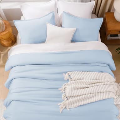 Litanika Comforters Light Blue Queen Size, 3 Pieces Lightweight Solid Bedding Comforter Set, All Season Fluffy Bed Set (90x90In Comforter & 2 Pillowcases) - Image 8