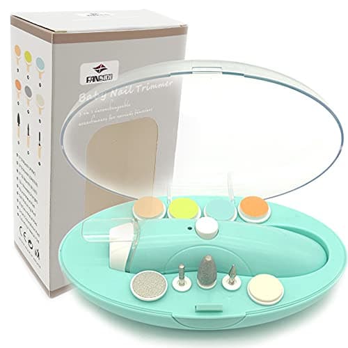 Rechargeable Baby Nail File, Fansidi Electric Baby Nail Trimmer for Newborn Infant or Toddler Toenail and Fingernail - Girls and Boys Accessory - Extra Replacement Pads Included (Blue) - Image 1