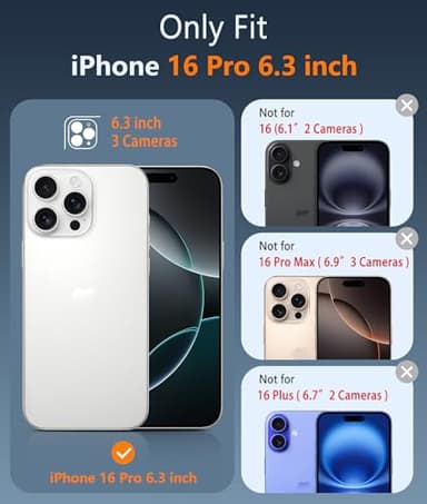 FNTCASE for iPhone 16 Pro Case: iPhone 16 Pro Phone Clear Case Magnetic Military Grade Drop Protection Anti Yellowing Cell Phone Cover - Shockproof Protective Bumper Transparent Cases(E-Ultramarine) - Image 2