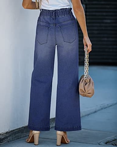 GRAPENT Women's High Waisted Jeans for Women Stretchy High Waisted Flare Jeans for Women Baggy Jeans for Women High Waisted Aesthetic Jeans Color Darkness Blue Size 20 Size 22 - Image 2