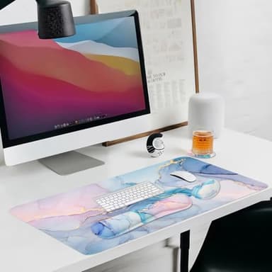 Ergonomic Large Mouse Pad and Keyboard Wrist Rest, Desk Pad for Keyboard and Mouse, 4-in-1 Large Gaming Mouse Pad with Wrist Support - Blue Marble - Image 7