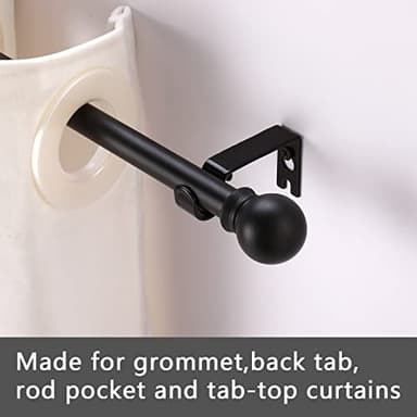 GXOACKJ Curtain Rods for windows 32-48 inch, 5/8 inch Decorative Curtain Rod Set, Matte Black Splicing Heavy Duty Metal Curtain Rod with Brackets - Image 3