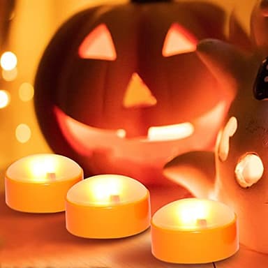 CANDLE CHOICE Halloween Pumpkin LED Lights with Remote and Timer Bright Flickering Battery Operated Jack-O-Lantern Electric Flameless Candles for Halloween Decorations Pumpkin Decor 3 Pack Orange - Image 2