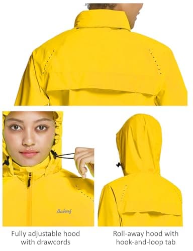 baleaf Women's Running Rain Jackets Waterproof Windbreaker Light Outdoor Cycling Winter Sports Jacket Reflective Packable Hooded Light Yellow L - Image 5
