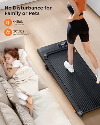 Walking Pad Treadmill with 10% Incline, Under Desk Treadmill, Compact Portable Treadmills for Home Office, 285lbs Capacity, APP/Remote Control, Exercise Anytime, Low-Noise - Image 6