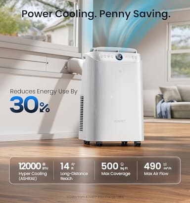 KOVIET 12000 BTU Portable Air Conditioners, 6-IN-1 Wi-Fi Smart AC Unit with APP & Voice & Remote Control, Auto-Evaporation, Quiet Cooling, 24H Timer, Dehumidifier, Fan, Window Kit Included, White - Image 2