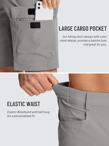 TACVASEN Mens Outdoor Hiking Shorts Summer Lightweight Quick Dry Casual Water Resistant Cargo Fishing Golf Shorts Light Grey, 32 - Image 4