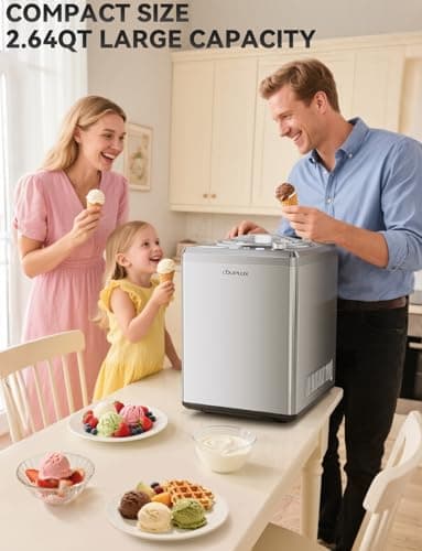 COUPLUX 2.64 Qt Ice Cream Maker with Compressor, Automatic Ice Cream Machine with No Pre-Freezing & 80% Faster Freezing, Largest Capacity, LCD Display & Timer, 2H Keep Cool, All Stainless Steel - Image 6