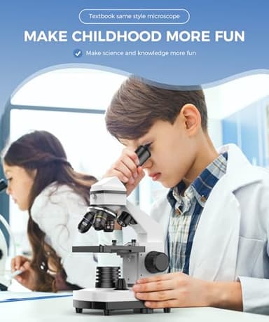 PalliPartners Compound Microscope for Adults & Kids - 100X-2000X High-Power Biological Microscope for Students, School Lab & Home Education, with Slides Set & Phone Adapter (White) - Image 7