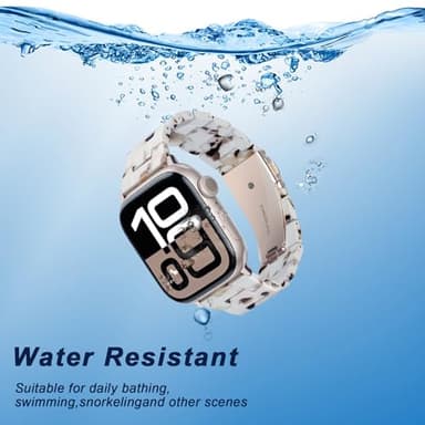 HOPO Compatible With Apple Watch Band 38mm 40mm 42mm 44mm Thin Light Resin Strap Bracelet With Stainless Steel Buckle Replacement For iWatch Series Ultra 9 8 7 6 5 4 3 2 1 SE(Nougat White/Rose - Image 4