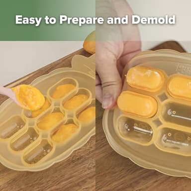 Haakaa Silicone Nibble Freezer Tray -Breastmilk Teething Popsicle Mold - Baby Fruit Food Feeder Teether Tray - Baby Food Maker - Ice Cube Tray - 4 Months+ Babies - BPA Free -Banana - Image 5