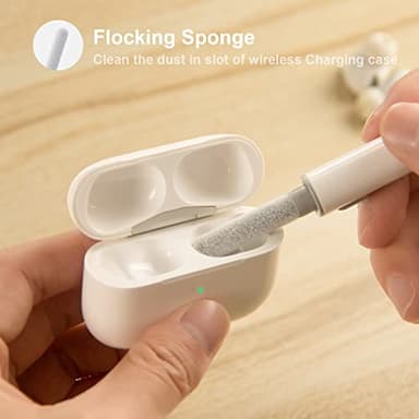 Hyashee Cleaner Kit for Airpods Pro 1 2 3 Multi-Function Cleaning Pen with Soft Brush Flocking Sponge for Bluetooth Earphones Case Cleaning Tools White - Image 4