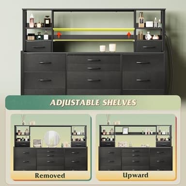 WLIVE Storage Organizer Unit with 15 Fabric Drawer & 5 Open Shelves, Tall Black Storage Drawers Organizer with Charging Station, Storage Tower Organizaton for Living Room, Hallway, Office - Image 4