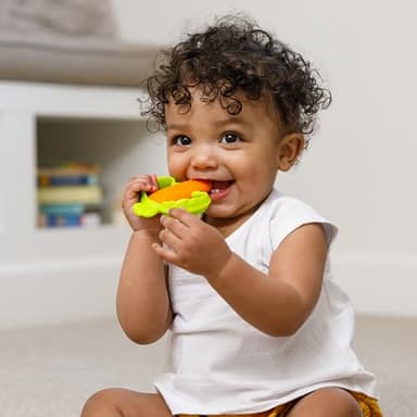 Infantino Lil’ Nibbles Textured Silicone Teether, BPA-Free Baby Teething Toy, Soft, Easy to Hold, Sensory Stimulation for Infants, Carrot - Image 6