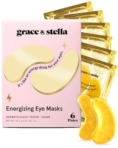 grace & stella Award Winning Under Eye Mask - Travel Size Toiletries - Bridal Shower Gifts - Gel Eye Patches for Dark Circles, Puffy Eyes, Wrinkles, Undereye Bags - Vegan - Self Care (6 Pairs, Gold) - Image 1