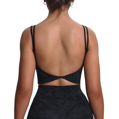 Aoxjox Women's Workout Sports Bras Fitness Yoga Crop Tank Twist Back Cami (Cloud Black, X-Large) - Image 1