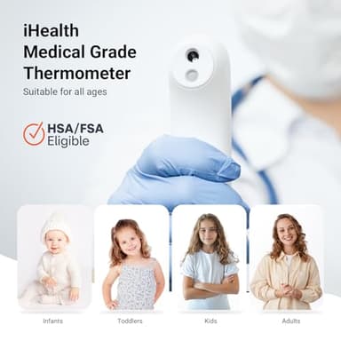 iHealth No-Touch Forehead Thermometer for Adults, Kids, Babies - 1s Fast Accurate, 3 Ultra-Sensitive Sensors, Quiet Vibration Feedback, Digital Large LED Digits, Easy to Use for Home & Nurses, PT3 - Image 5