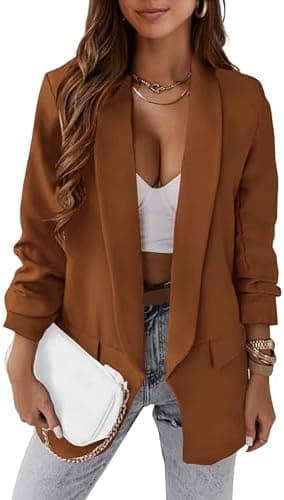 KIRUNDO Blazers for Women Oversized Business Casual 2026 Spring Fall Fashion Long Sleeve Open Front Work Office Suit Jackets - Image 3