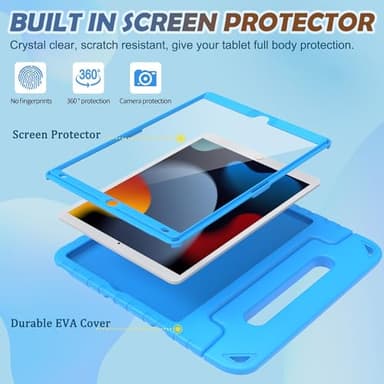 LTROP Case For iPad 9th Generation/iPad 8th Generation/iPad 7th Generation for Kids, iPad 10.2 2021/2020/2019, Shockproof Handle Stand, Blue - Image 8