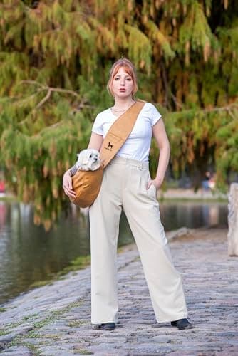 Noah & Paw Dog Sling Carrier for Small Dogs 5-18lb, Dog Sling for Small Dogs and Cats, Dog Carrier with Adjustable Padded Strap, Vegan Leather Lined with Fur, 3X Safety Features, Machine Washable - Image 8