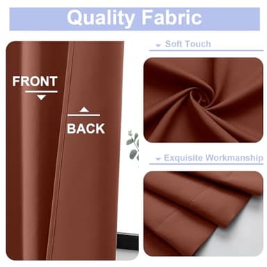 Simplebrand Ava Terracotta Blackout Curtains for Bedroom 84 Inch Length 2 Panels Set, Solid Thermal Insulated Privacy Living Room Window Treatment Curtains Blackout Drapes, W40 x L84 Inch, Terracotta - Image 3