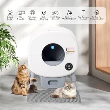 Fsitego Self Cleaning Litter Box: Extra Large Automatic Litter Box Self Cleaning for Multiple Cats, Odor-Free, App-Controlled, Ambient Light Waste Disposal - Image 2