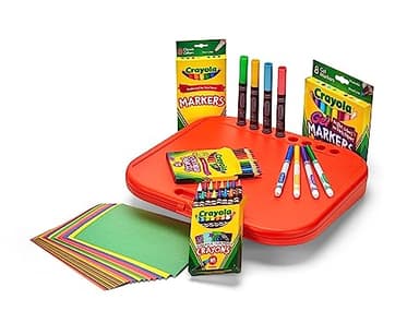 Crayola Create 'N Carry Travel Art Set for Kids (75pcs), 2-in-1 Lap Desk & Carrying Case, Holiday for Kids, Art Supplies Kit for Crafting, Drawing & Coloring - Image 4