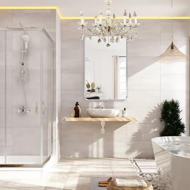 Minuover Brushed Nickel Bathroom Wall Mirror, Silver Metal Framed Large Rounded Corner Rectangle Mirror, Tempered Glass, Shatter Proof, Hangs Horizontally or Vertically (40" x 30", Silver) - Image 2