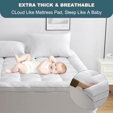 UNILIBRA Twin Size Mattress Pad Pillow Top Mattress Cover Padded with Down Alternative Filling Quilted Fitted Mattress Protector Streches up 8-19" Deep Pocket Cooling Mattress Topper - Image 3