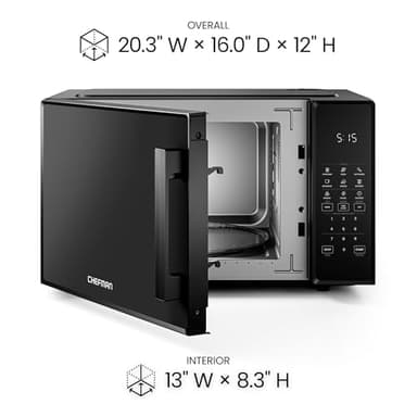 Chefman Countertop Microwave Oven 1.1 Cu. Ft., 1000 Watts with 10 Power Levels, 6 Cooking Presets with One-Touch Express Cook, Eco Mode, Child Safety Lock, & Mute Button - Black - Image 7
