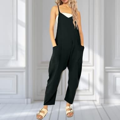 UNIANKIYA One Piece Jumpsuits for Women Casual Overalls Sleeveless Strap Rompers Travel Vacation Outfits Fall Fashion Clothes - Image 4