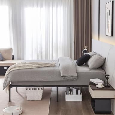 BedsPick Queen Bed Frame, Metal Platform Bed Frame Queen Size, Heavy Duty Sturdy Mattress Foundation, Noise Free, Easy Assembly, Steel Slats Support, No Box Spring Needed, Black - Image 9