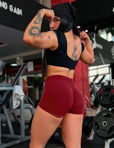 YEOREO SoftHue Women Workout Gym Impact Shorts Hidden Scrunch Butt Lifting 2.5"/3.6"/4.5"/6" Shorts Red M - Image 2