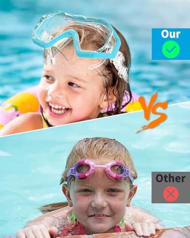 Bairuifu Kids Swim Goggles for Kids 4-16, Anti-Shattered Lens/Anti-Fog / 180 Panoramic View/Nose Cover Swimming Goggles - Image 6