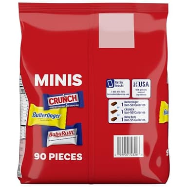 Butterfinger, CRUNCH and Baby Ruth Minis, Assorted Candy Bars, Great for Sharing, Bulk 90 Count Variety Pack, 32.4 oz - Image 10