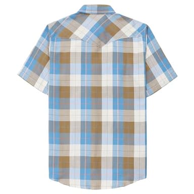 Dubinik®50% Viscose derived from Bamboo,50% Polyester Mens Short Sleeve Western Cowboy Pearl Snap Casual Plaid Shirts for Men - Image 2