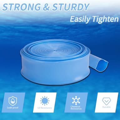 Outvita 1-1/2" x 50' Discharge Hose, PVC Lay Flat Hose, Heavy Duty Backwash Drain Hose with Clamps, Weather-proof & Burst-proof, Ideal for Swimming Pool & Water Transfer, Blue - Image 3