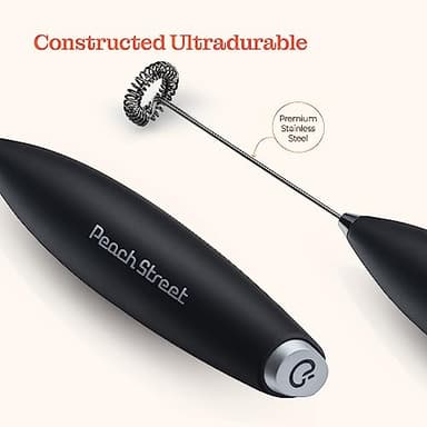 Powerful Handheld Milk Frother, Mini Milk Frother Wand, Battery Operated Stainless Steel Drink Mixer - Frother Stand for Milk Coffee, Lattes, Cappuccino, Frappe, Matcha, Hot Chocolate. Gift - Image 6