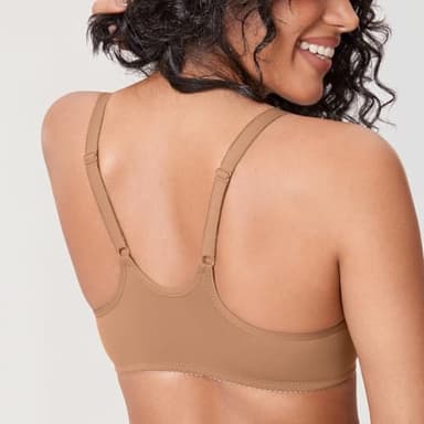 DELIMIRA Women's Front Closure Racerback Bras Plus Size Full Coverage Supportive Underwire Plunge Unlined Bra Gravel Beige 34F - Image 2