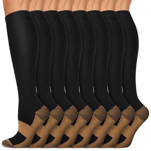 Iseasoo Copper Compression Socks (15-20 mmHg) for Men & Women - Running, Hiking, Cycling, Travel - Improves Circulation（L/XL） - Image 1