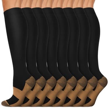 Iseasoo Copper Compression Socks (15-20 mmHg) for Men & Women - Running, Hiking, Cycling, Travel - Improves Circulation（L/XL） - Image 1