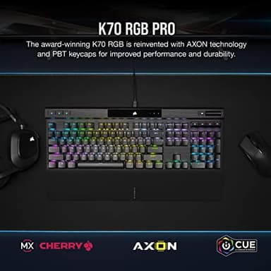Corsair K70 RGB PRO Wired Mechanical Gaming Keyboard (Cherry MX RGB Red Switches: Linear and Fast, 8,000Hz Hyper-Polling, PBT Double-Shot PRO Keycaps, Soft-Touch Palm Rest) QWERTY, NA - Black - Image 2