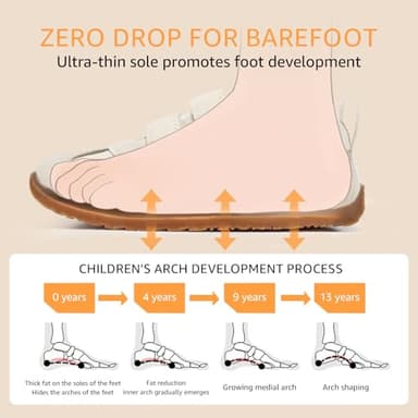 STQ KIDS Toddler Wide Toe Box Shoes:Boys Barefoot Shoe Kids Walking Shoes Boy Sneakers Non-Slip Zero Drop Toddler First Walking Shoe Comfortable Beigewhite Infant 4 - Image 4