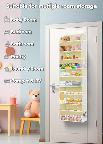 TAHAVICE 2 Pack Over The Door Storage Organizer with 5 Pockets 10 Mesh Pockets, 44 lbs Weight Capacity Door Hanging Organizers and Storage for Bedroom,Bathroom,Nursery,Kidroom,Babyroom - Image 4
