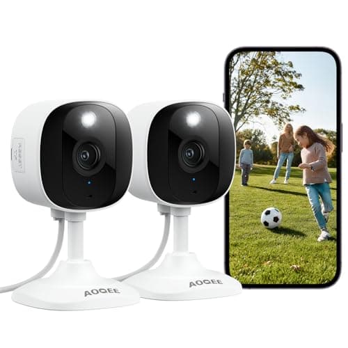 AOQEE 2K Cameras for Home Security-Outdoor/Indoor Camera for Dog/Cat/Pet/Nanny/Baby, Color Night Vision, White Light, Siren, 24/7 SD Recordings, Works with Alexa/Google Home, C1 (C1-White-2pack-2.4G) - Image 1