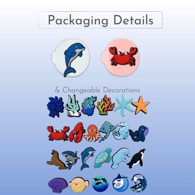 Case for Apple Tag 2 Pack - Tag Silicone Holder Case with Changeable Marine Animals Decorations - Girls Boys GPS Tracker Tag Cute Holder Case for Shoes, Backpack - Image 7