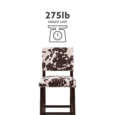 Linon Udder Madness Corey Bar Stool, 19"W x 22.5"D x 44.75"H, Brown - Image 4